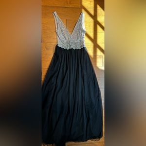 Black Prom Maxi Dress with Netted top